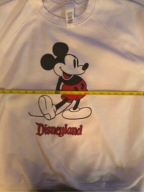 Disney White Crewneck Sweatshirt with Mickey Graphic and Red Accents